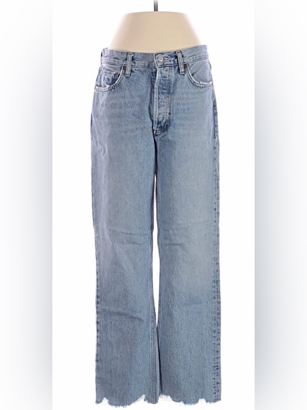 Agolde Relaxed Boot Jeans in Curio with Raw Hem.